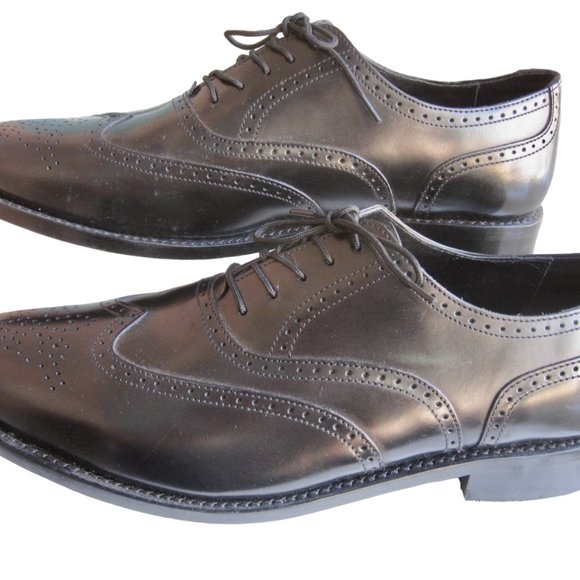 Samuel Windsor Black Leather Shoes Mens 13 Wingtip Cheltenham Brogues Handmade main image 9